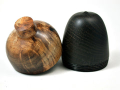 LV-1974 Ancient English Bog Oak & Curly Koa Wooden Acorn Trinket Box, Keepsakes, Jewelry Box-SCREW CAP