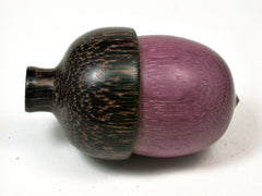 LV-2014 Purpleheart & Black Palm Acorn Trinket Box, Keepsake, Jewelry Box-SCREW CAP