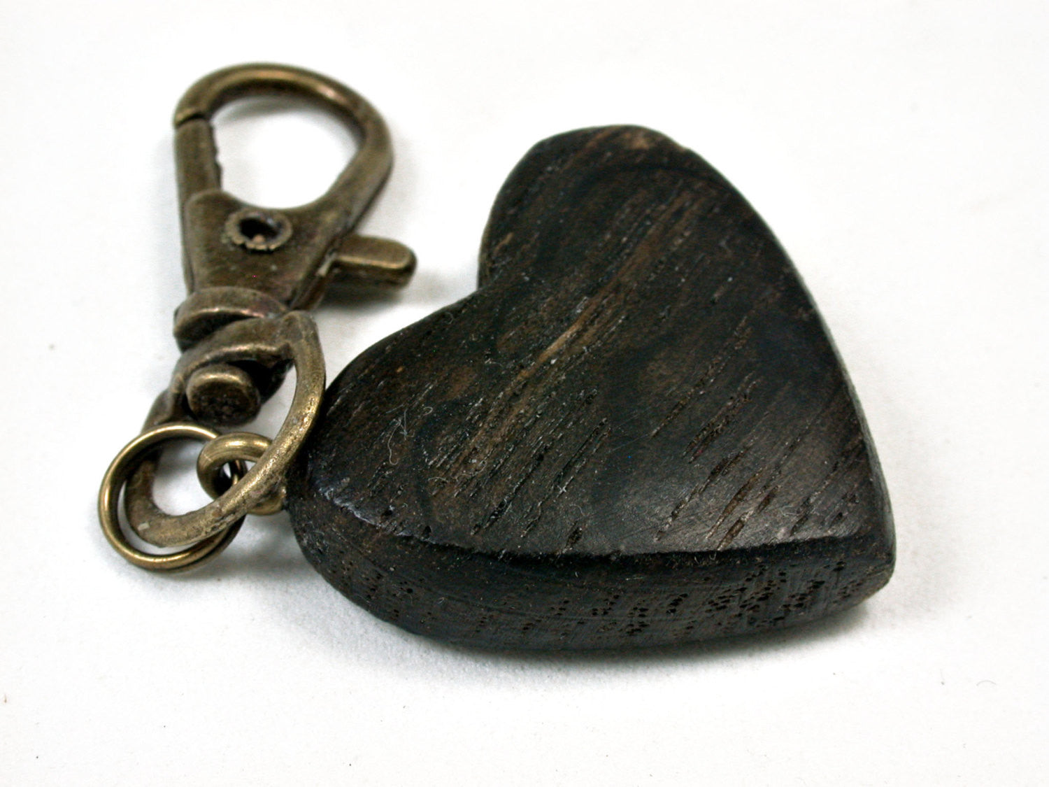 LV-2027 Bog Oak Wooden Heart Charm, Keychain, Wedding Favor-HAND CARVED