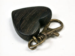 LV-2027 Bog Oak Wooden Heart Charm, Keychain, Wedding Favor-HAND CARVED