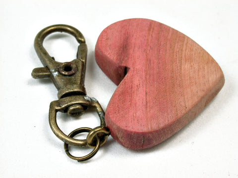 LV-2028 Pink Ivory Wooden Heart Charm, Keychain, Wedding Favor-HAND CARVED