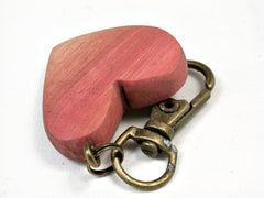 LV-2028 Pink Ivory Wooden Heart Charm, Keychain, Wedding Favor-HAND CARVED