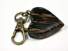 LV-2030 Black Palm Wooden Heart Charm, Keychain, Wedding Favor-HAND CARVED