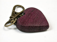 LV-2040 Purpleheart Wooden Heart Charm, Keychain, Wedding Favor-HAND CARVED