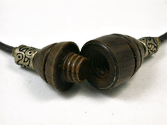 LV-1859 True Lignum Vitae Pendant Necklace, Secret Compartment, Memorial Jewelry -SCREW CAP