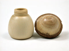 LV-1964 Holly & Oak Threaded Wooden Mushroom Trinket Box, Pill, Jewelry Box-SCREW CAP
