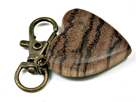 LV-2037 Zebrawood Wooden Heart Charm, Keychain, Wedding Favor-HAND CARVED