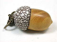 LV-2094 Acorn Pendant Box, Charm, Pill Holder from Osage Orange & Betelnut-SCREW CAP
