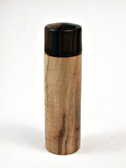 LV-2127 Ambrosia Maple & Ebony Slim Wooden Pill Box, Toothpick Holder, Needle Case-SCREW CAP