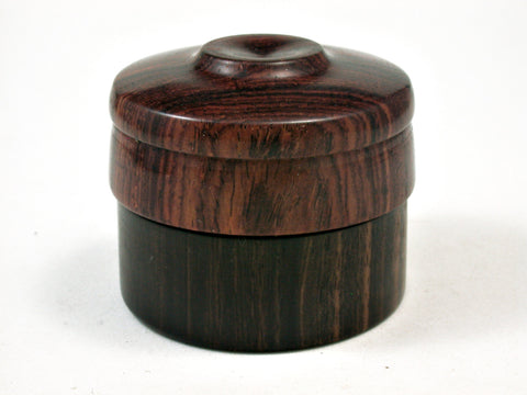 LV-2152  Cocobolo & Ebony Flat Pill Box, Ring Holder, Jewelry Box-SCREW CAP