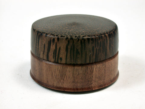 LV-2154 Ironwood Acacia & Black Palm Flat Pill Box, Ring Holder, Jewelry Box-SCREW CAP