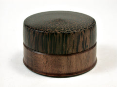 LV-2154 Ironwood Acacia & Black Palm Flat Pill Box, Ring Holder, Jewelry Box-SCREW CAP