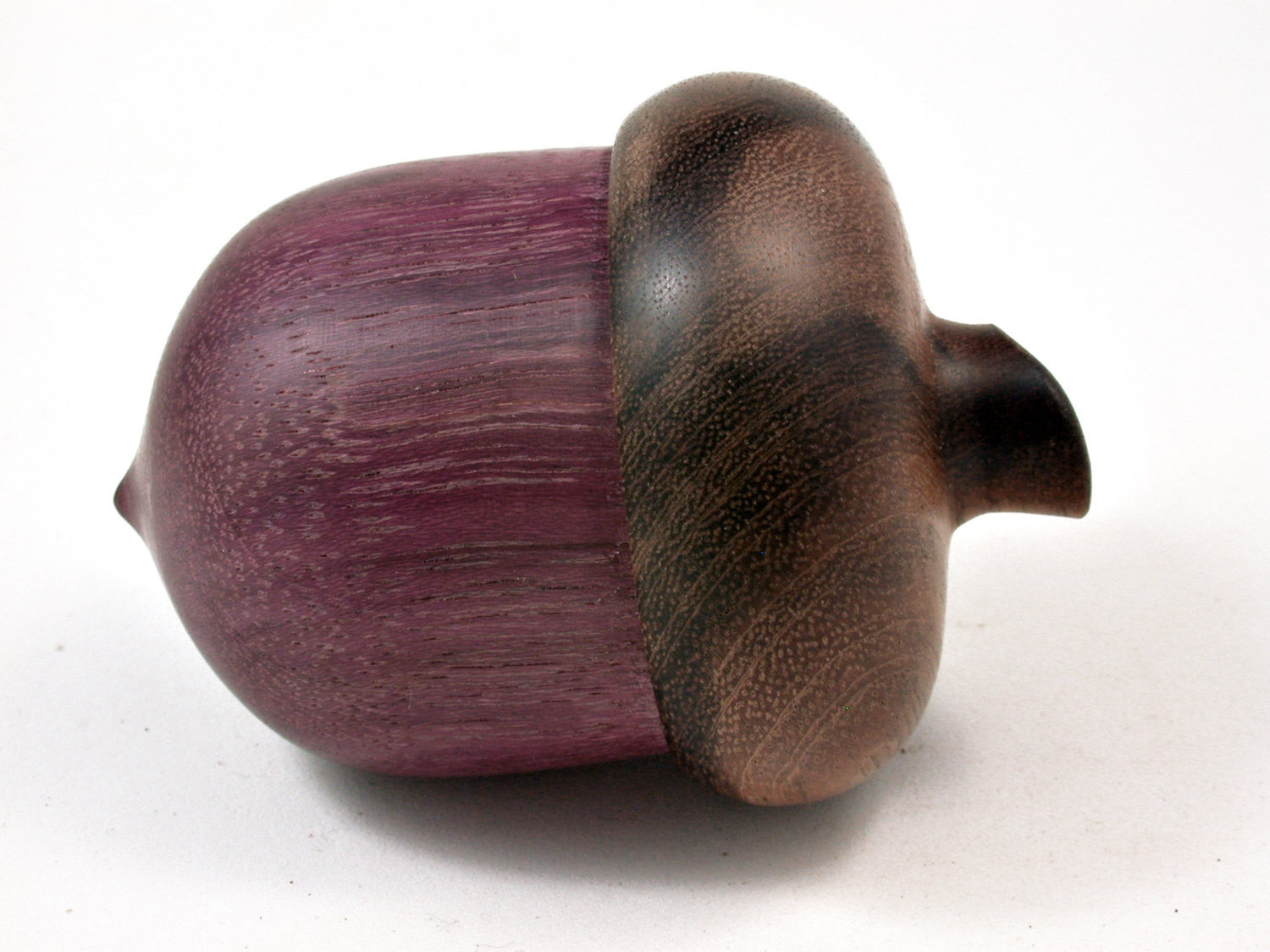 LV-2163 Wooden Acorn Pill Box, Jewelry/Engagement Ring Box from Purpleheart & Mora-FITTED CAP