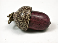 LV-2199 Purpleheart & Betelnut Acorn Pendant Box, Charm, Pill Holder-SCREW CAP