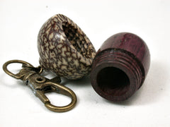 LV-2199 Purpleheart & Betelnut Acorn Pendant Box, Charm, Pill Holder-SCREW CAP