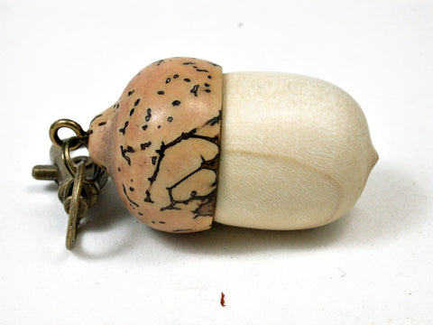 LV-2201 Holly & Palm Nut Acorn Pendant Box, Charm, Pill Holder-SCREW CAP