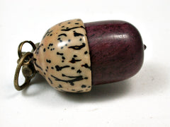 LV-2200 Purpleheart & Yollilo Palm Nut Acorn Pendant Box, Charm, Pill Holder-SCREW CAP