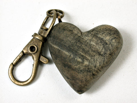 LV-2239 California Buckeye Wooden Heart Charm, Keychain, Valentine, Wedding, Anniversary Gift-Unique Hand Made