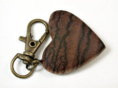 LV-2231 Zebrawood Wooden Heart Charm, Keychain, Wedding, Valentine Gift-HAND CARVED