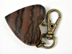 LV-2231 Zebrawood Wooden Heart Charm, Keychain, Wedding, Valentine Gift-HAND CARVED
