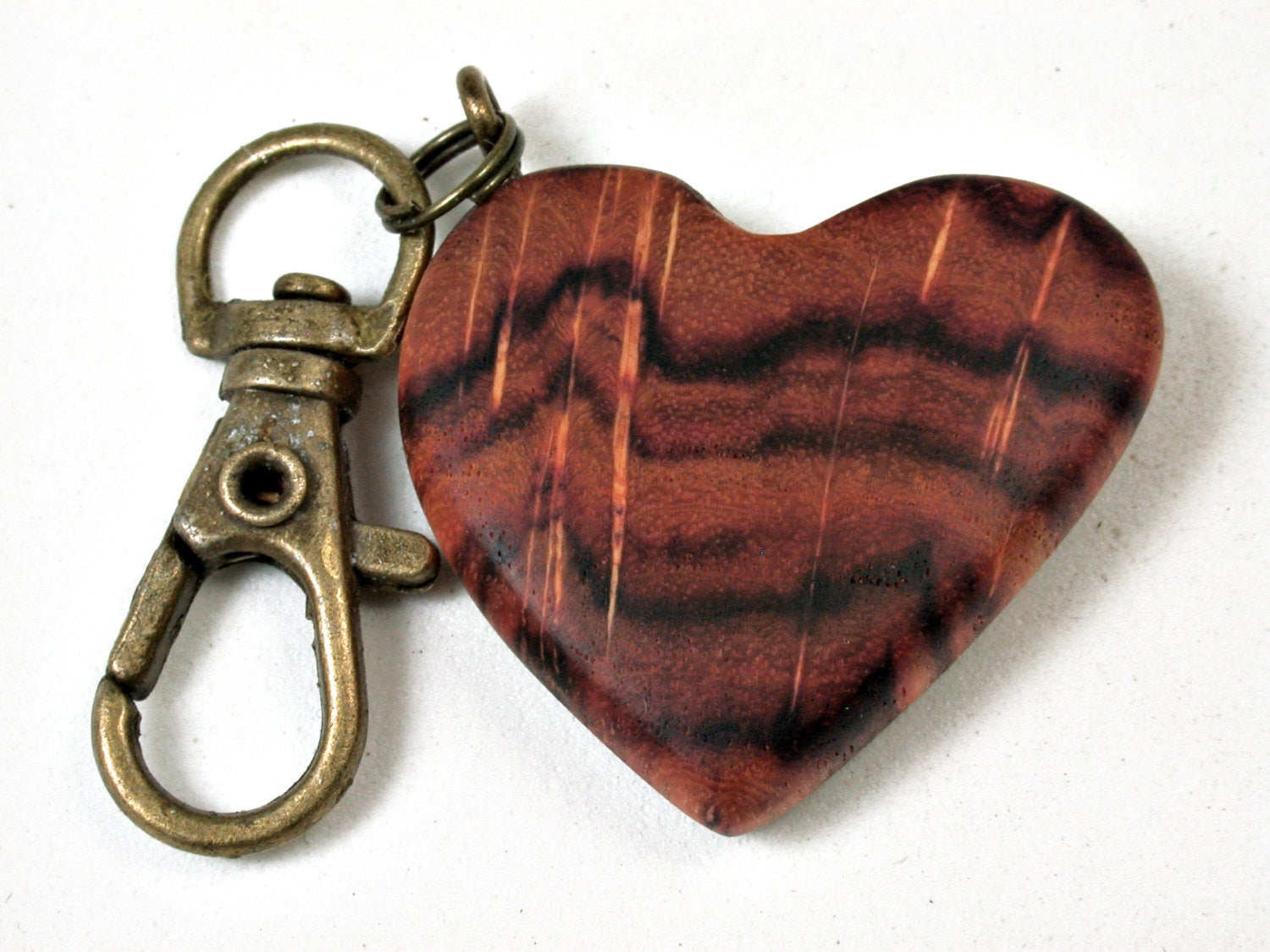 LV-2237 Tulipwood Wooden Heart Charm, Keychain, Wedding, Valentine Gift-HAND CARVED