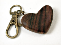 LV-2246 Bocote Wooden Heart Charm, Keychain, Wedding, Valentine Gift-HAND CARVED