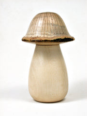 LV-2279  Holly & Live Oak Wooden Mushroom Trinket Box, Pill, Jewelry Box-THREADED CAP