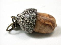 LV-2289 Olive Burl & Betelnut Acorn Pendant Box, Charm, Pill Holder-SCREW CAP