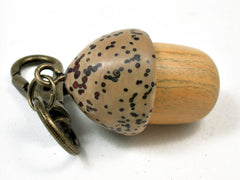LV-2267 Lignum vitae Sapwood & Yollilo Palm Nut Acorn Pendant Box, Charm, Pill Holder-SCREW CAP