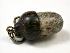 LV-2313 Buckeye Burl & Black Palm Nut Acorn Pendant Box, Charm, Pill Holder-SCREW CAP