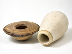 LV-2393 Holly & Japanese Pagoda Tree Wooden Mushroom Threaded Box, Urn-SCREW CAP