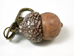 LV-2414 Yellow Box Burl & Betelnut Acorn Pendant Box, Bag Charm, Keychain-SCREW CAP