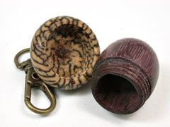 LV-2446 Purpleheart & Betelnut Acorn Pendant Box, Bag Charm, Keychain-SCREW CAP