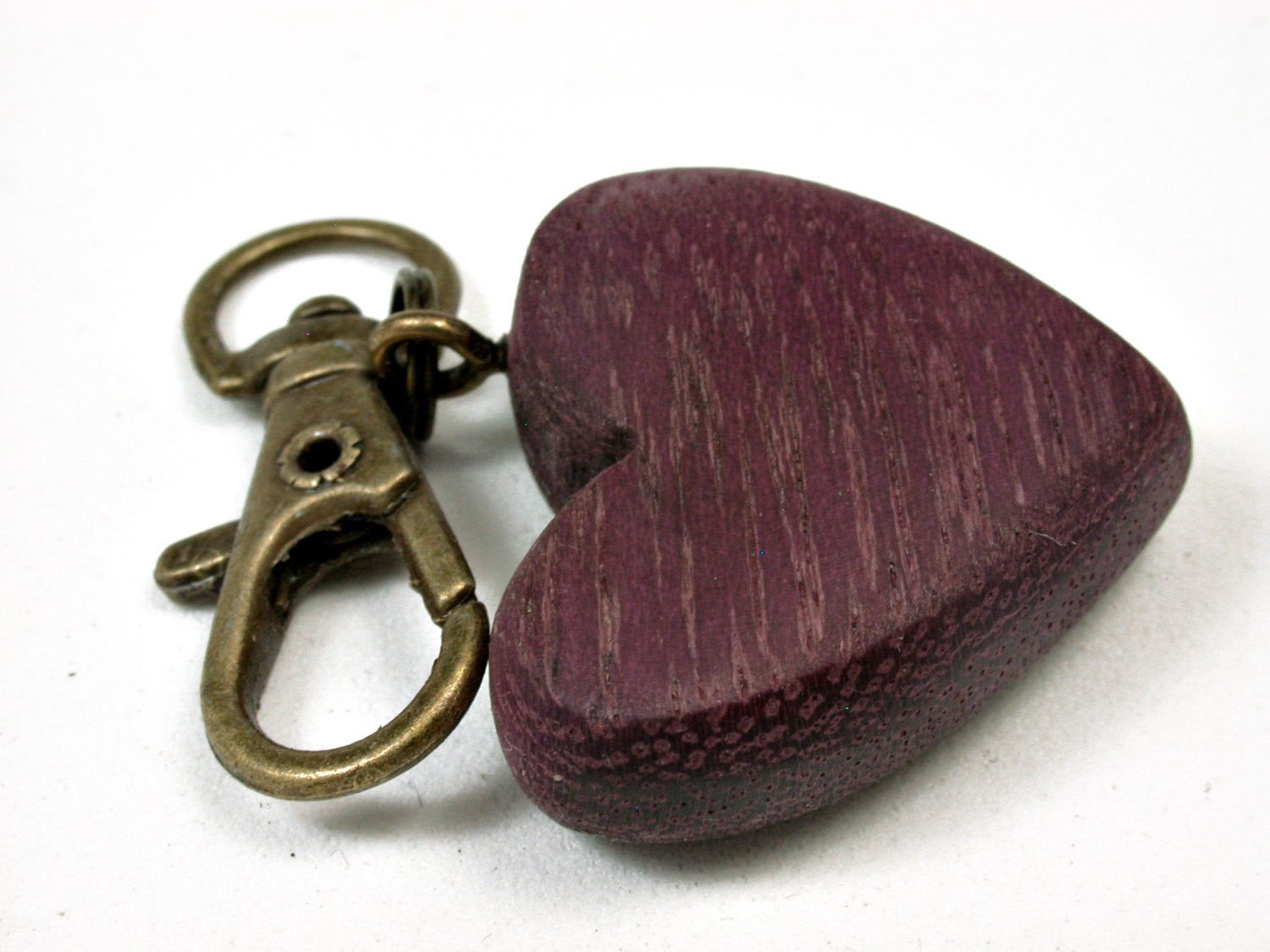 LV-2465 Purpleheart Wooden Heart Charm, Keychain, Wedding, Anniversary Gift-Hand Made