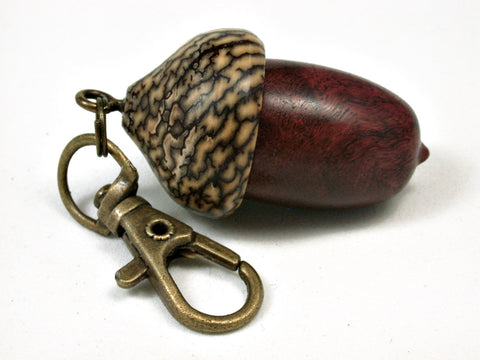 LV-2443 Logwood Burl & Betelnut Acorn Pendant Box, Bag Charm, Keychain-SCREW CAP