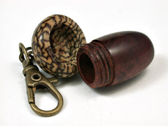 LV-2443 Logwood Burl & Betelnut Acorn Pendant Box, Bag Charm, Keychain-SCREW CAP