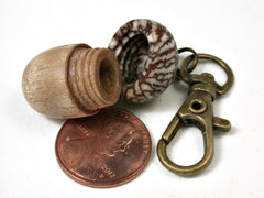 LV-2442 Pyinma Burl & Betelnut Acorn Pendant Box, Charm, Pill Holder-SCREW CAP