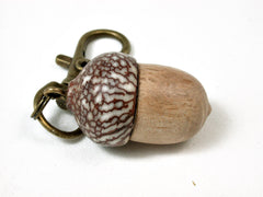 LV-2442 Pyinma Burl & Betelnut Acorn Pendant Box, Charm, Pill Holder-SCREW CAP