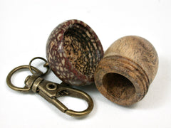 LV-2449 B and W Ebony Burl & Betelnut Acorn Pendant Box, Bag Charm, Keychain-SCREW CAP