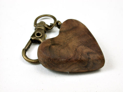 LV-2458 Russian Olive Burl Wooden Heart Charm, Keychain, Wedding Favor-Hand Made