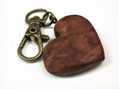 LV-2466 Australian Red Mallee Burl Wooden Heart Charm, Keychain, Wedding Favor-Hand Made