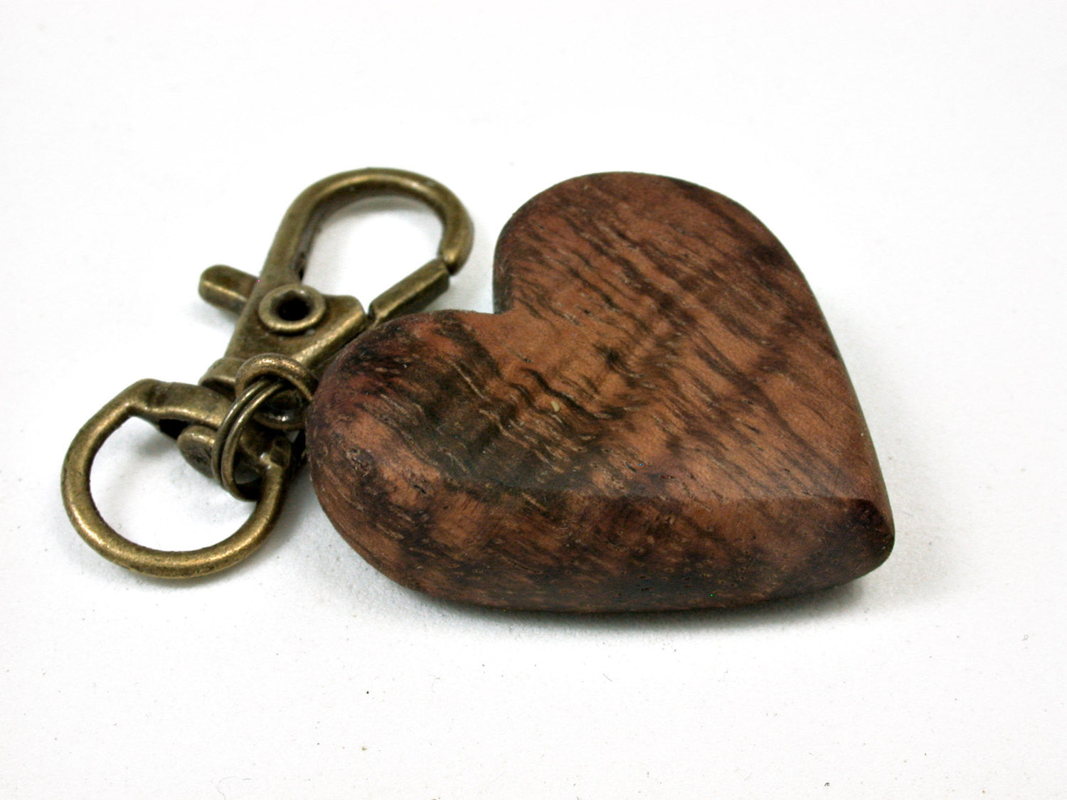 LV-2463 Curly Hawaiian KoaWooden Heart Charm, Keychain, Wedding Favor-Hand Made