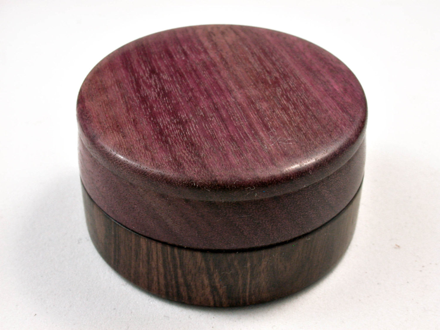 LV-2500 Mun Ebony & Purpleheart Flat Pill Box, Ring Holder, Jewelry Box-SCREW CAP