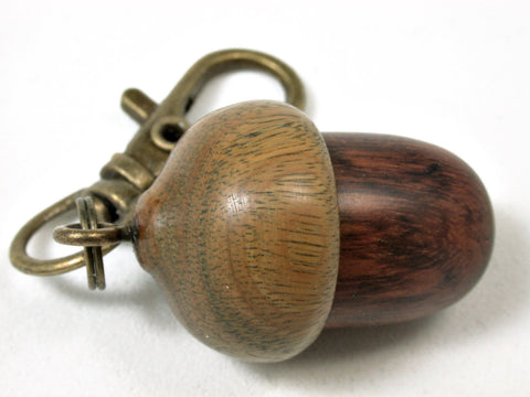 LV-2424 Snakewood & Verawood Acorn Pendant Box, Bag Charm, Keychain-SCREW CAP