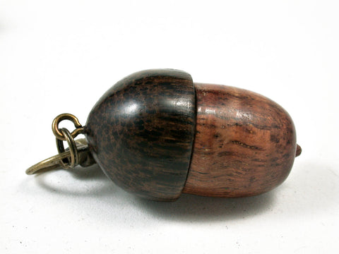 LV-2515 Curly Koa & Black Palm Acorn Pendant Box, Bag Charm, Keychain-SCREW CAP