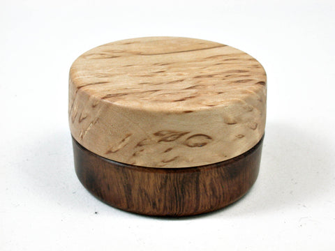 LV-2504 Desert Ironwood & Masur Birch Flat Pill Box, Ring, Jewelry Box-SCREW CAP