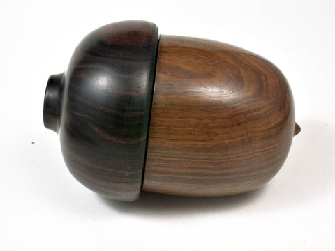 LV-2514 Lignum Vitae & Mun Ebony Acorn Jewelry, Ring Box, Pill Box-SCREW CAP