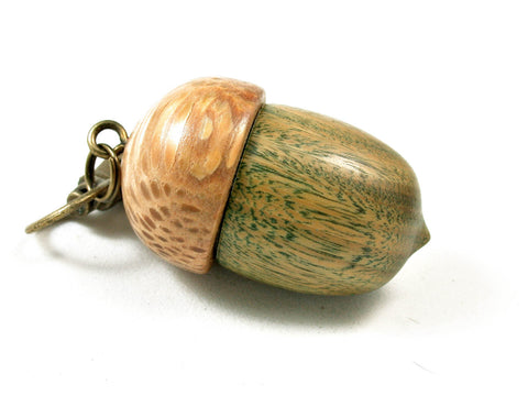LV-2530 Verawood & Royal Palm Acorn Pendant Box, Bag Charm, Keychain-SCREW CAP
