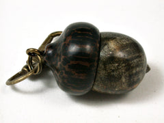 LV-2418 Buckeye Burl & Black Palm Acorn Pendant Box,Bag Charm, Keychain-SCREW CAP