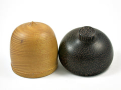 LV-2383 Osage Orange with Black Palm Acorn Jewelry, Ring Box, Pill Box-SCREW CAP